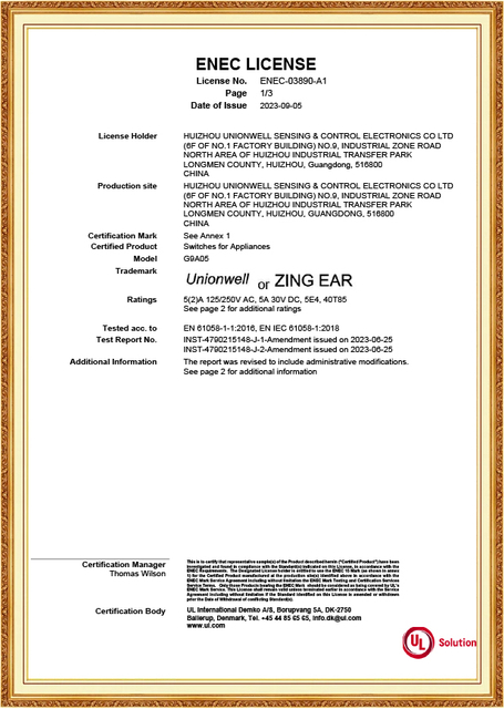 ENEC.1 Certifications